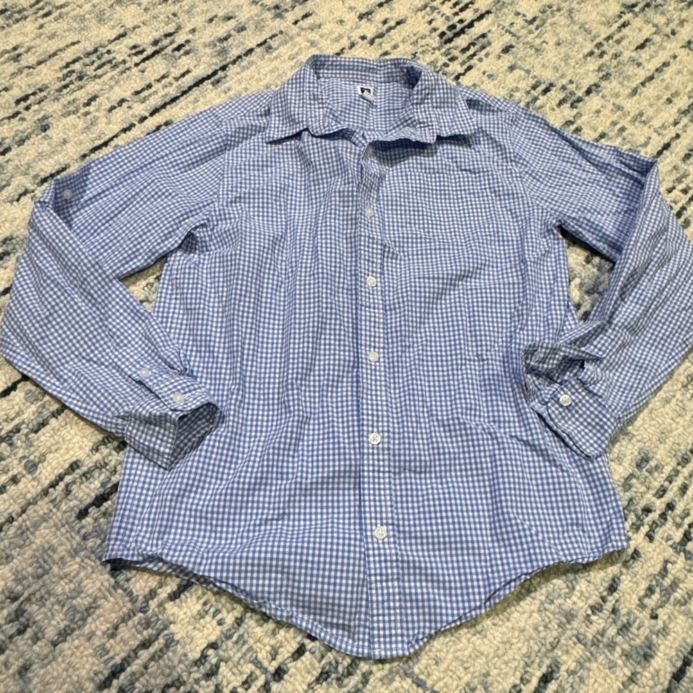 Janie and Jack Blue Checkered Kid’s Shirt, Size 12